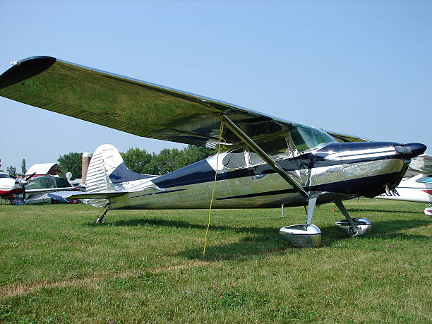Beautifully Restored classic Cessna 170 B model. Oshkosh, Wisconsin, USA - July 31, 2014: The photo of this beautifully Restored classic Cessna 170 B model was taken at the Wittman Regional Airport in Oshkosh, Wisconsin. 1952 stock pictures, royalty-free photos & images