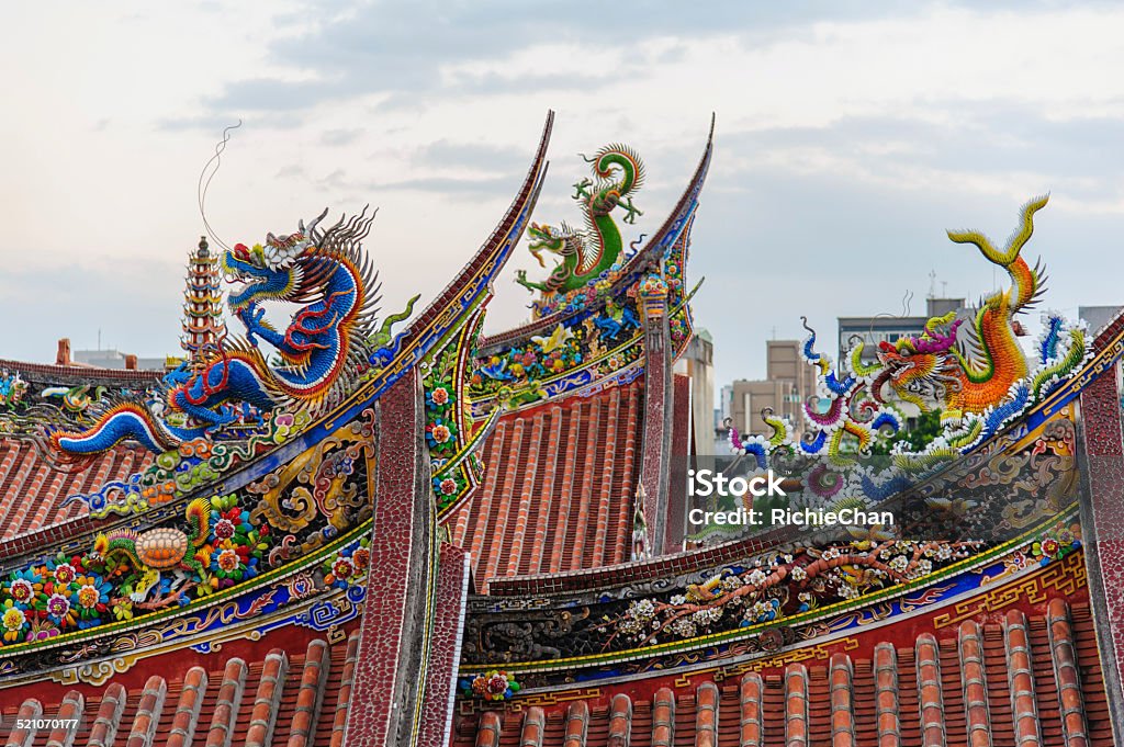 roof of baoan temple in taipei high angle  view of the chinese temple in taipei Taipei Stock Photo