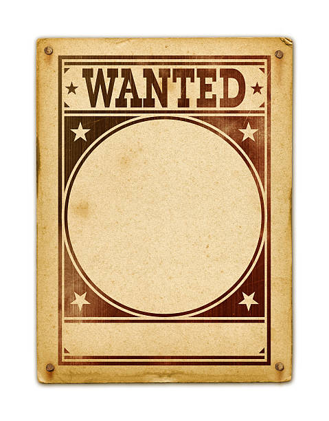 wanted-cartaz em inglês isolada no branco - wanted poster poster wild west sign - fotografias e filmes do acervo