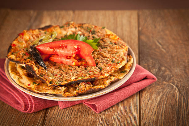 Turkish pide lahmacun stock photo