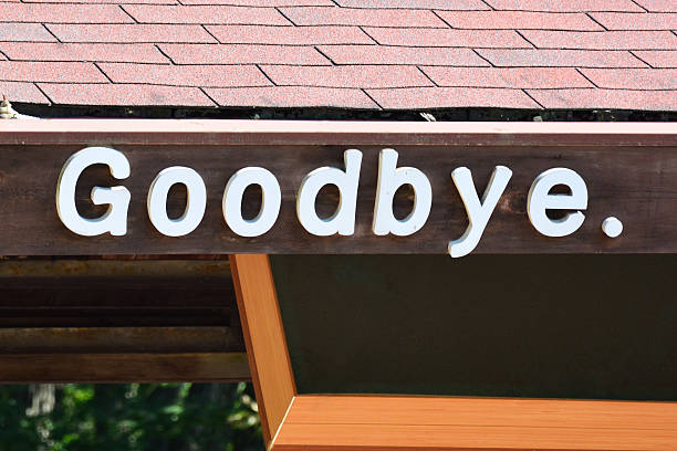 istock Goodbye text on wooden sign. 521071155