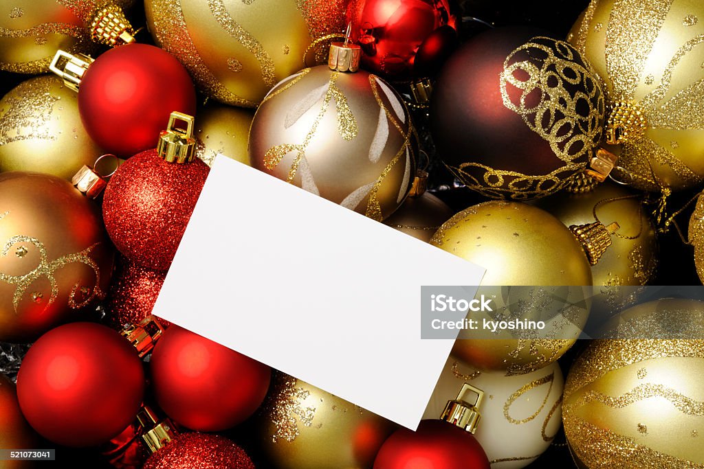 空白のクリスマスカードカラフルなクリスマスボール - お祝いのロイヤリティフリーストックフォト