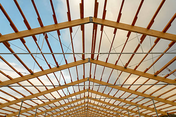 istock New construction of a roof truss 521073293