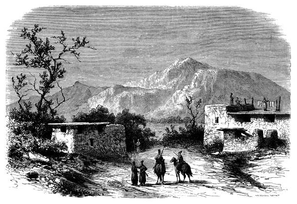 ilustrações de stock, clip art, desenhos animados e ícones de antiguidade ilustração de maior ararat e menor ararat - illustration and painting landscape old fashioned antique