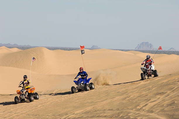 istock Men Riding Quad Bikes In Desert 521075549
