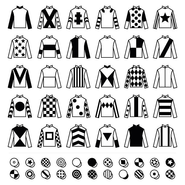 illustrations, cliparts, dessins animés et icônes de jockey uniforme de chapeaux, de soies et vestes, équitation emblématiques - jockey