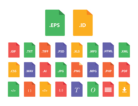 Documen File Format Set Of Document File Formats In Flat Style Stock Illustration ...