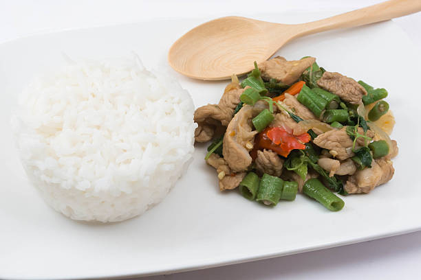 istock Basil fried rice with pork, Thai food 521076537
