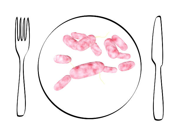 illustrazioni stock, clip art, cartoni animati e icone di tendenza di batteri nel cibo - listeria