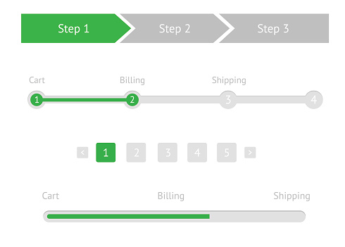 Menu/navigation Workflow Navigation Menu In Flat Style Step By Step Stock Illustration ...