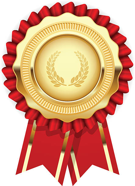 illustrazioni stock, clip art, cartoni animati e icone di tendenza di premio vuoto modello-rosette con medaglia d'oro - gold circle medallion insignia