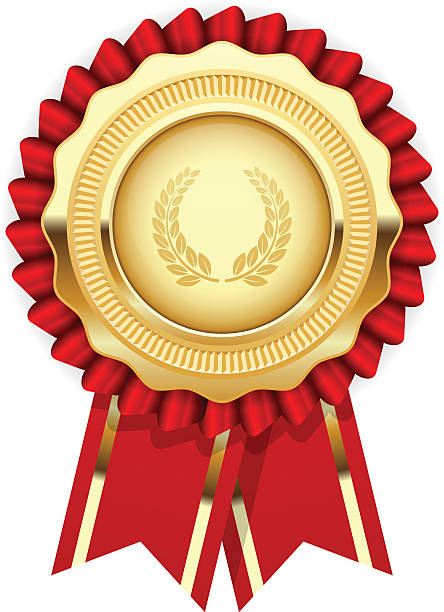 Blank award template - rosette with golden medal Blank award template - rosette with golden medal locket stock illustrations