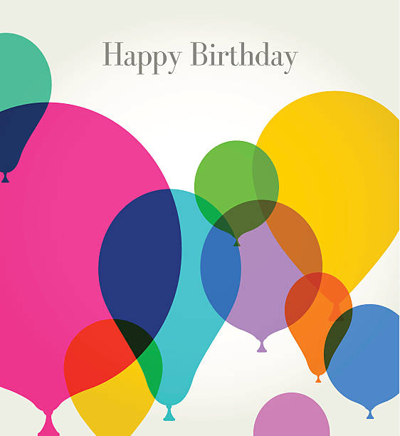 birthday greeting with balloons - kutlama etkinliği illüstrasyonlar stock illustrations