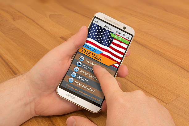 istock Smartphone swiping / gesture control USA Travel Guide 521078482
