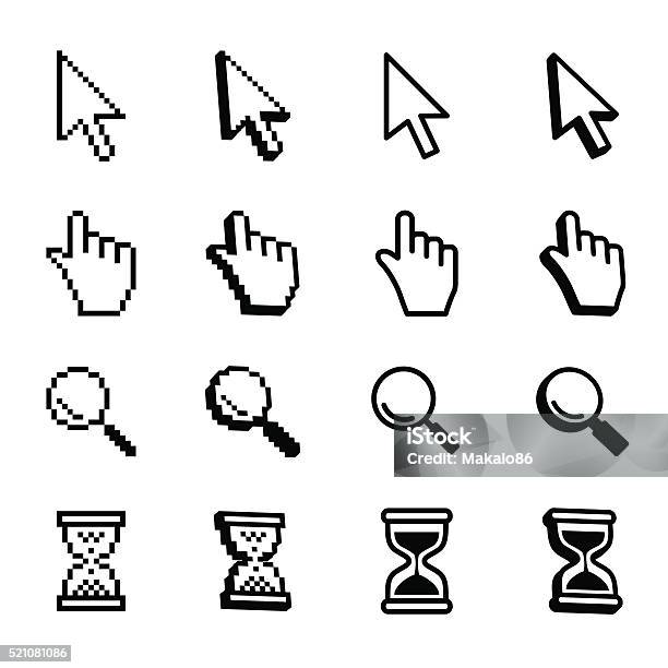 Vector Set Mouse Cursors Stock Illustration - Download Image Now - Aiming, Togetherness, Three Dimensional