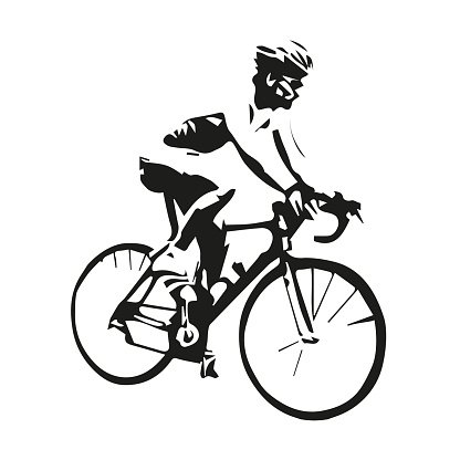 Cycling, isolated cyclist illustration