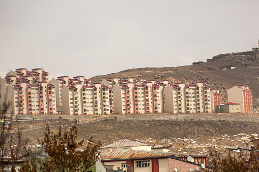 kars, turkey - March 6, 2016:There are many apartments are at government public housing project at kars turkey