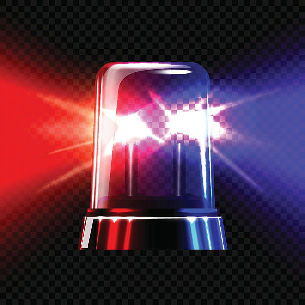 rote und blaue notfall transparente blinken sirene auf dunkel-karo - moving up flash stock-grafiken, -clipart, -cartoons und -symbole