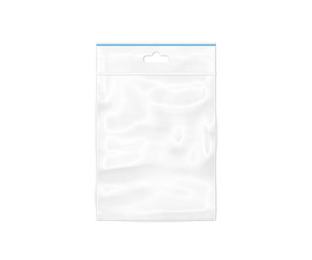 kunststoff transparente reißverschluss-tasche isoliert auf weißem - box white blank merchandise stock-fotos und bilder