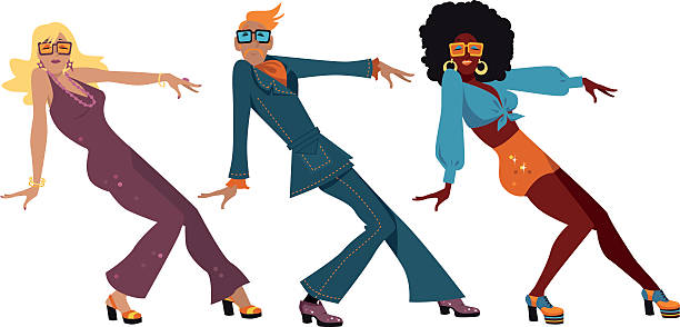 ilustraciones, imágenes clip art, dibujos animados e iconos de stock de bailarina discoteca disco - 1960s style image created 1960s retro revival old fashioned