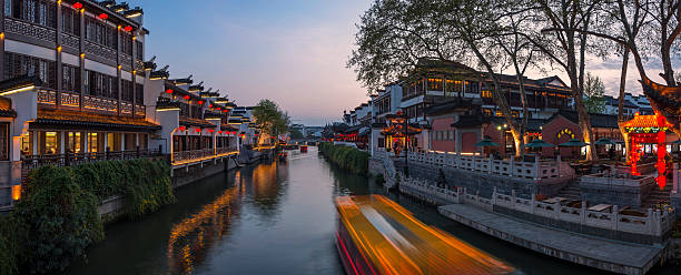 nanjing confucius temple in nightfall,China.