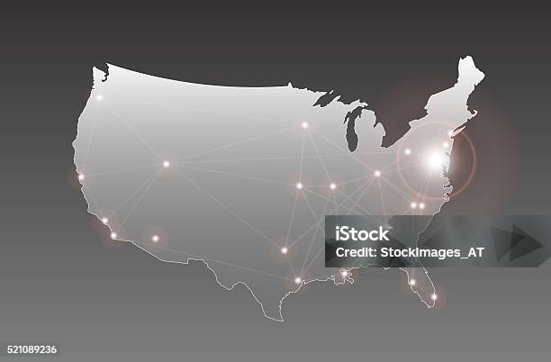 Us American Communication Stock Photo - Download Image Now - USA, Map, Connection