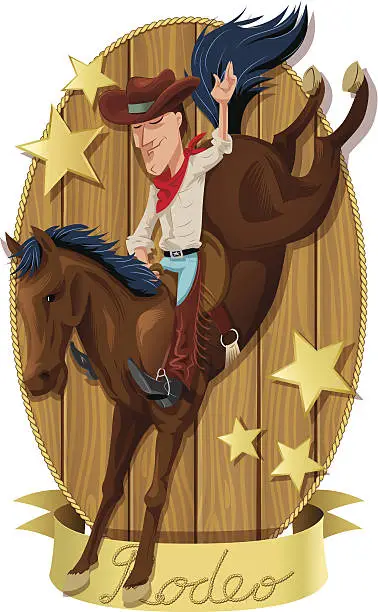 Vector illustration of Rodeo Cowboy