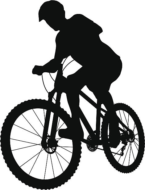 горный байкер - mountain biking silhouette cycling bicycle stock illustrations