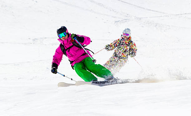 istock Off-piste skiing together 521112605