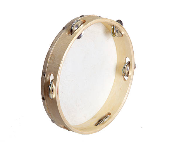 istock Tambourine isolated on white background in half a turn 521112807