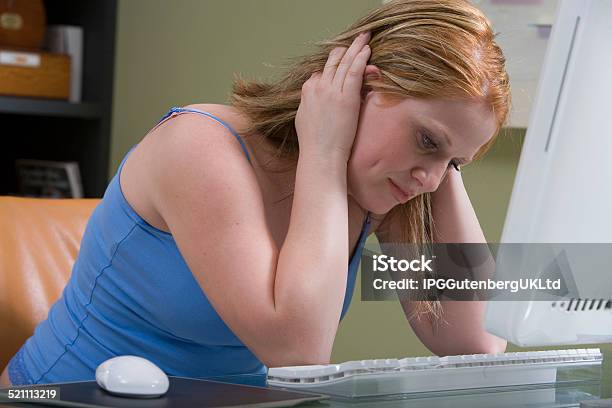 Woman At Home Stock Photo - Download Image Now - Adult, Choosing, Computer