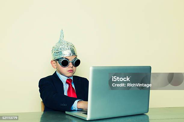 Businessman In Tune With Business Stock Photo - Download Image Now - Child, Humor, Alien