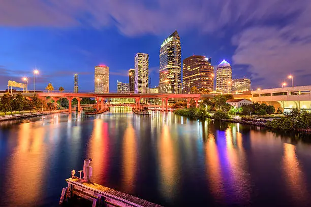 Tampa, Florida, USA downtown skyline on the Hillsborough River.