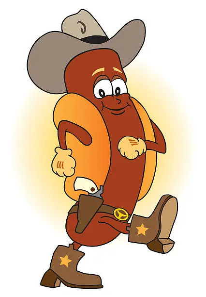 Vector illustration of Cowboy Hot Dog