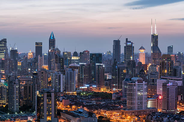 Overlooking shanghai in the high building