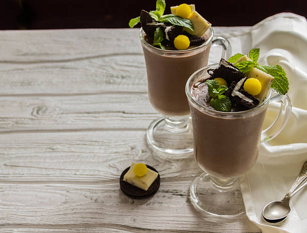 Сhocolate pudding with biscuits,mint Сhocolate pudding with biscuits,mint