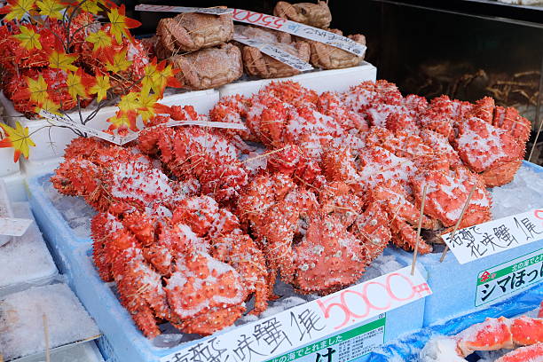 cangrejo rey - agricultural fair japan hakodate market fotografías e imágenes de stock