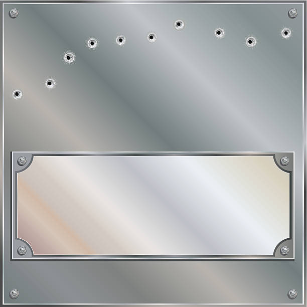 Bullet Riddled Blank Metal Plaque - Illustration Bullet Riddled Blank Metal Plaque - is Adobe Illustrator 10 compatible EPS file, defined in CMYK color mode. Content elements are placed onto separate labeled layers. firing squad stock illustrations