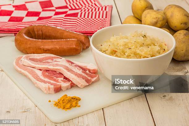 Ingredients For Typical Dutch Dish Zuurkool Stock Photo - Download Image Now - Abdomen, Cabbage, Carrot