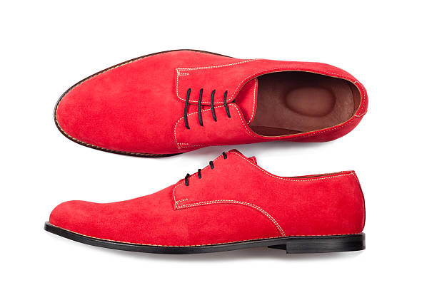 istock Red men suede shoes isolated on white background 521134545