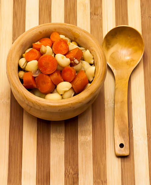 Vegetable soup with pasta, carrots and chickpeas