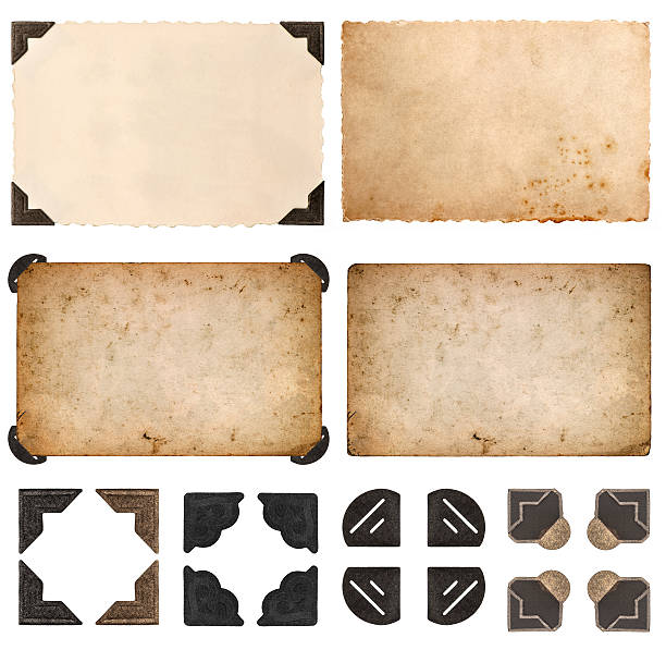 istock old cardboards, photo cards, frames and corners isolated on white 521134973