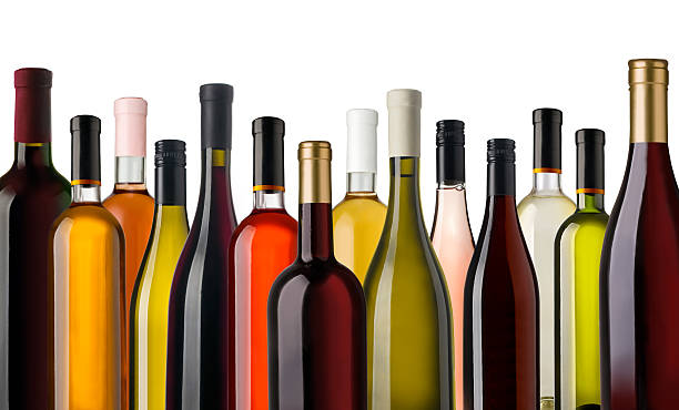 einige wein flaschen - wine cellar wine bottle grape stock-fotos und bilder