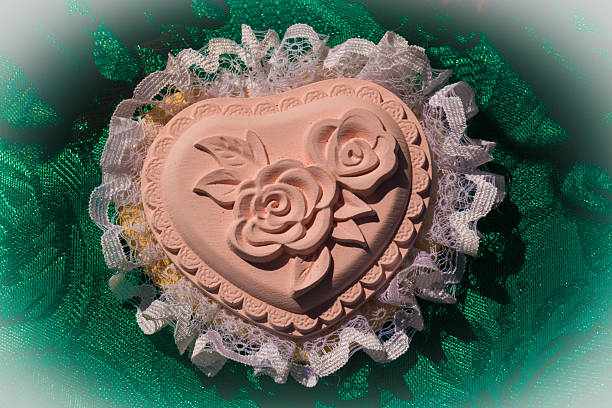 istock heart handmade decoration with a rose in the middle 521135991
