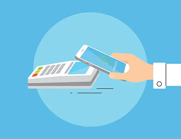 Vector illustration of Payment by smartphone via nfc