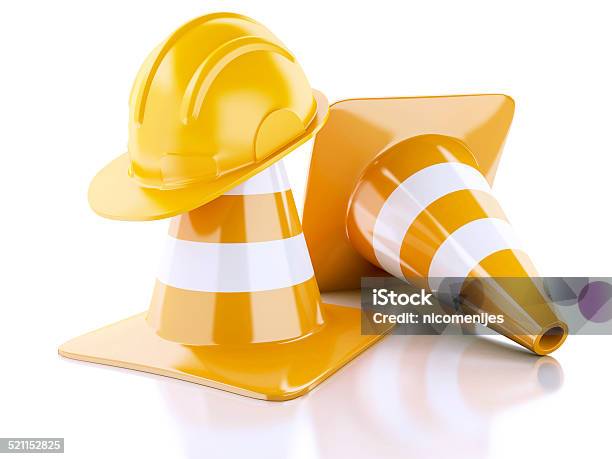 Under Construction Concept 3d Illustration Stock Photo - Download Image Now - Hardhat, Three Dimensional, Abstract