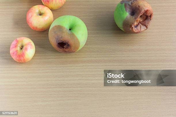 Rotten Apple And Fresh Apple Stock Photo - Download Image Now - Aging Process, Backgrounds, Bacterium