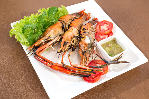 istock Grilled Shrimp with seafood sauce 521181729