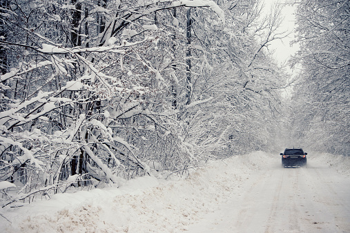 Winter road after snowfall