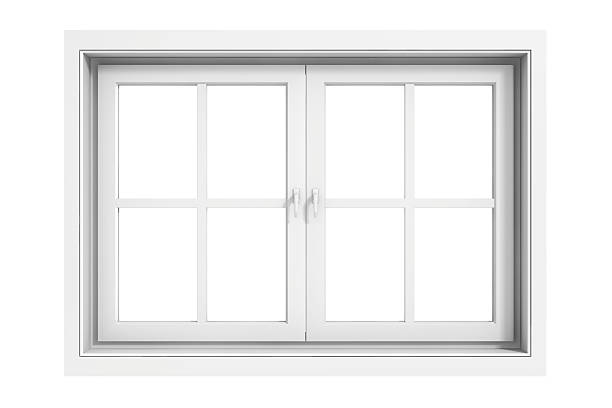 3 d telaio di finestra su sfondo bianco - window frame immagine foto e immagini stock